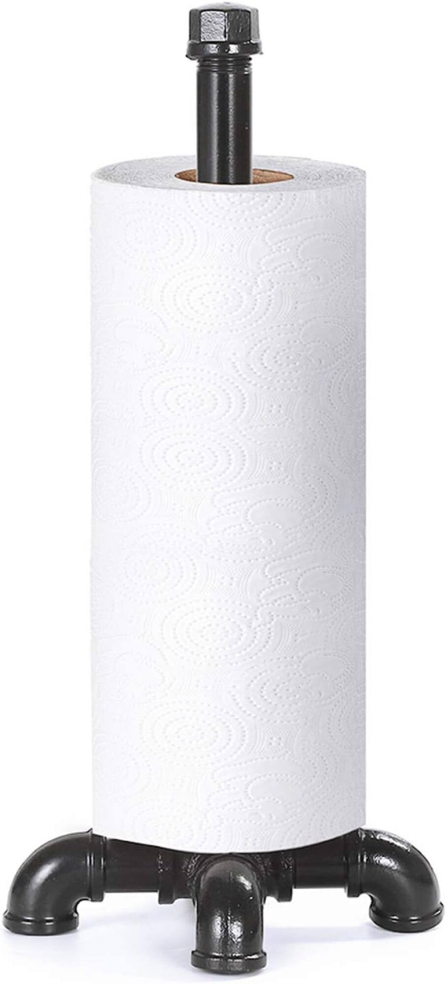 Black Standing Kitchen Industrial Pipe Paper Towel Holder